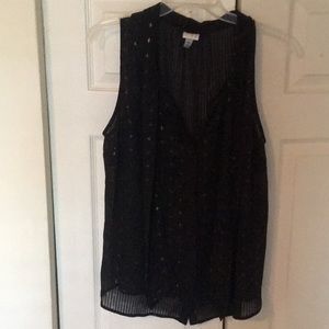 A new day sheer black blouse with gold pattern